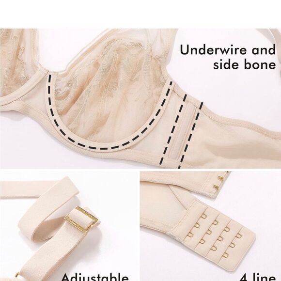 AISILIN WOMEN'S Minimizer Bra Sexy Lace Plus Size Underwire Unlined Full Coverag - Picture 7 of 16